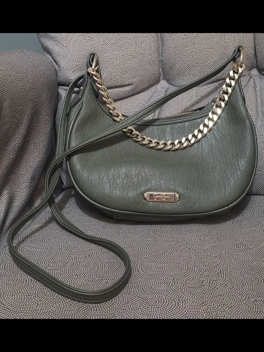 Jessica Simpson Olive Green Crossbody with Gold Chain Detail